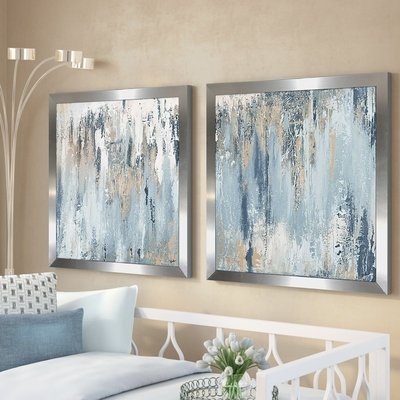 Abstract Acrylic Painting Plastic Acrylic Polystyrene Wrapped Canvas Two Piece Acrylic Painting Print Set
