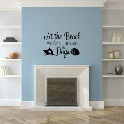 At The Beach We Forget To Count The Days Black Vinyl Wall Decal