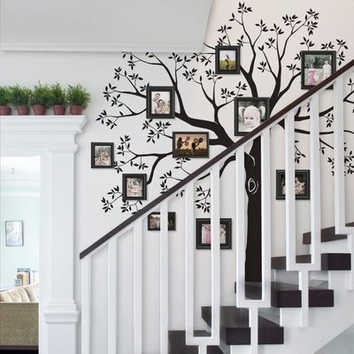 Black Brown Matte Vinyl Floral Family Tree Wall Decal