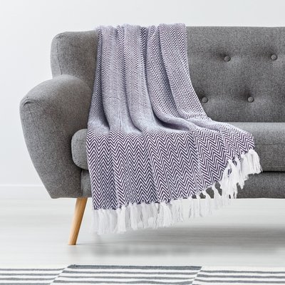 Black White Cotton Knitted Throw