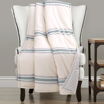 Blue White Cotton Woven Throw