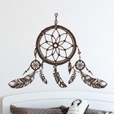 Brown Matte Vinyl Tribal Dreamcatcher Wall Decal