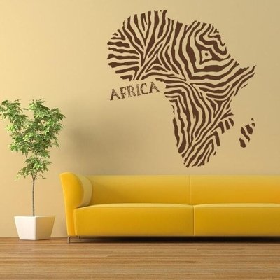 Brown Matte Vinyl World Africa Wall Decal
