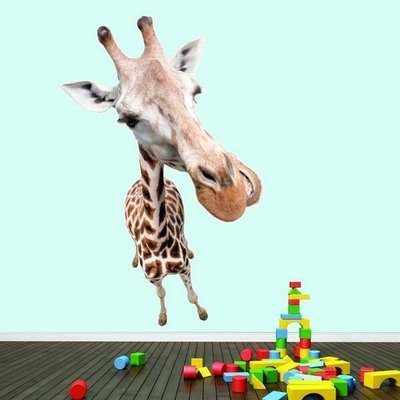 Brown Vinyl Real Life Giraffe Comedic Wall Decal