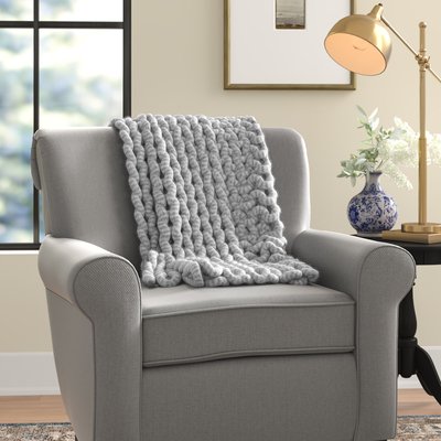 Gray Chunky Knitted Acrylic Yarn Throw