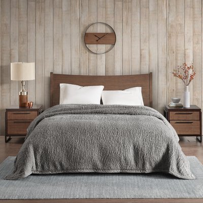 Gray Polyester Solid Hue Brush Blanket