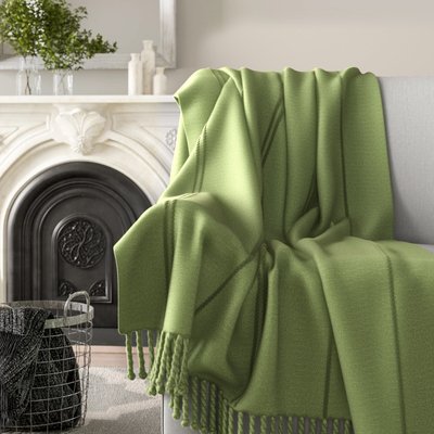 Green Acrylic Woven Luxury Throw