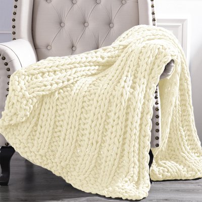 Ivory Chunky Knitted Acrylic Throw