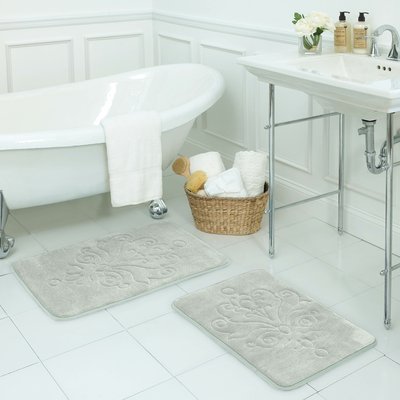 Light Grey Microfiber Rectangle Small Premium Micro Plush Memory Foam Bath Mat 