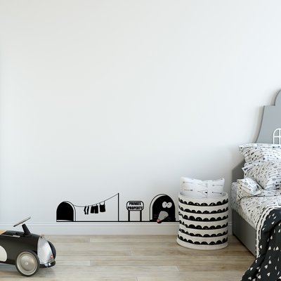 Mouse Hole Black Matte Vinyl Comedic Wall Decal