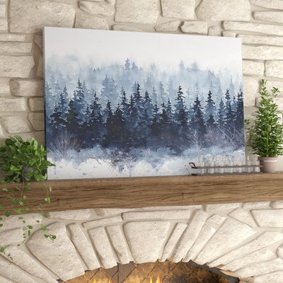 Navy Light Blue Wood Plastic Forest Picture Frame Print On Canvas