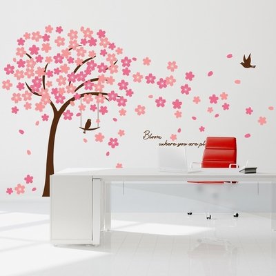 Pink Matte PVC Floral Cherry Blossom Wall Decal