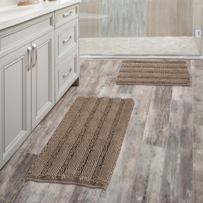 Taupe Polyester Chenille Rectangle Bath Rugs