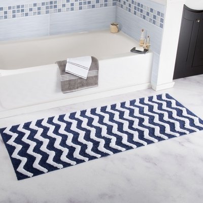 Taupe White Rectangle Cotton Bath Mat