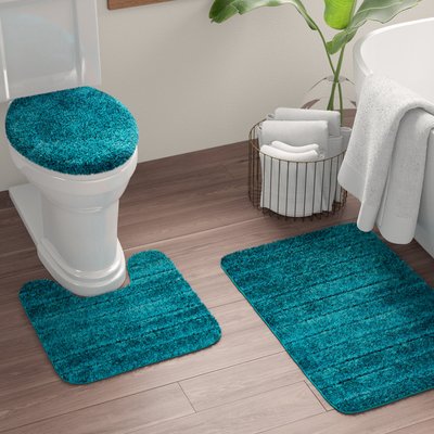 Teal Nylon Latex Bath Rug