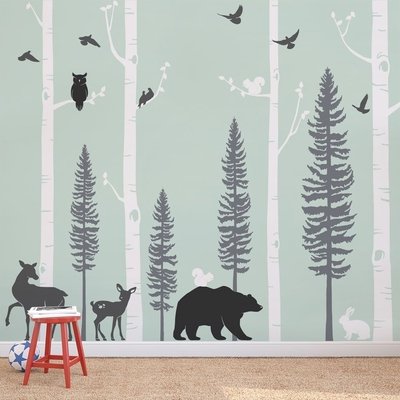 Trees With Animals Matte Vinyl Wall Decal
