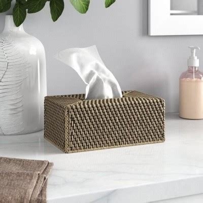 Antique Black Wicker Tissue Box Cover