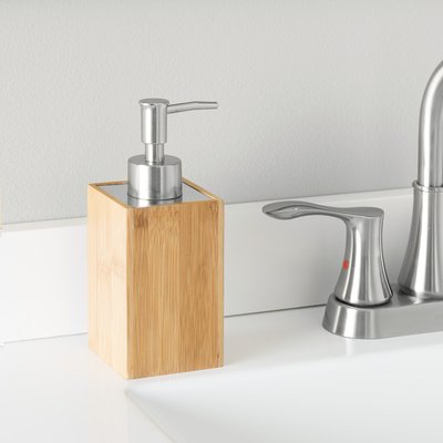 Bamboo Wood Silver Lotion Dispenser