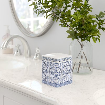 Blue Porcelain Freestanding Storage Container 