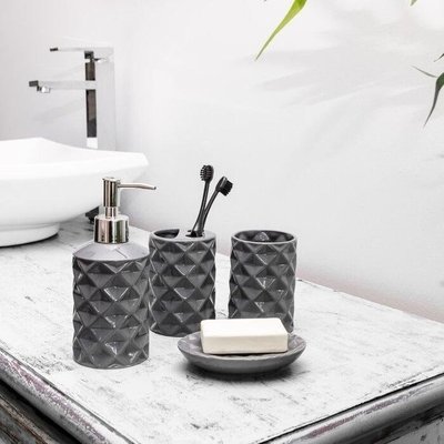 Ceramic Geometric Bathroom Accessory Set