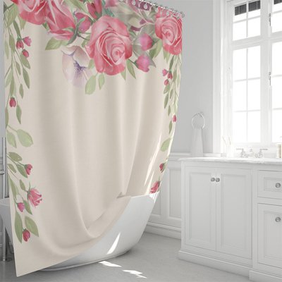 Cream Farmhouse Polyester Shower Curtain 