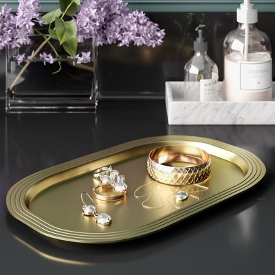 Gold Metal Freestanding Contemporary Tray
