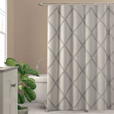 Gray Cotton Geometric Single Shower Curtain
