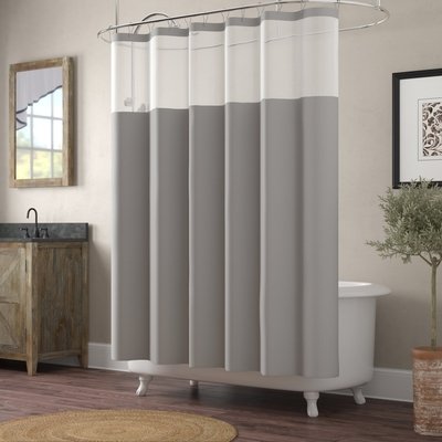 Grey Polyester Single Shower Curtain