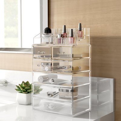 Plastic Makeup Tiered Cosmetic Organizer