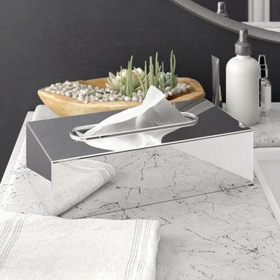 Polished Steel Metal Tissue Box Cover