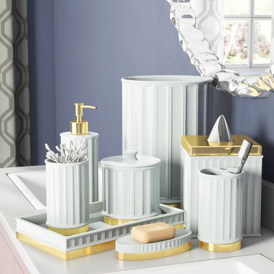 Pure White Ceramic Bathroom Accessory Set