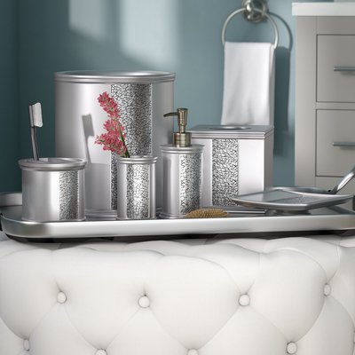 Silver Resin Bathroom Accessory Set