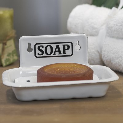 White Metal Wall Mount Soap Dish