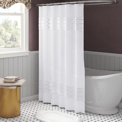 White Polyester Single Shower Curtain
