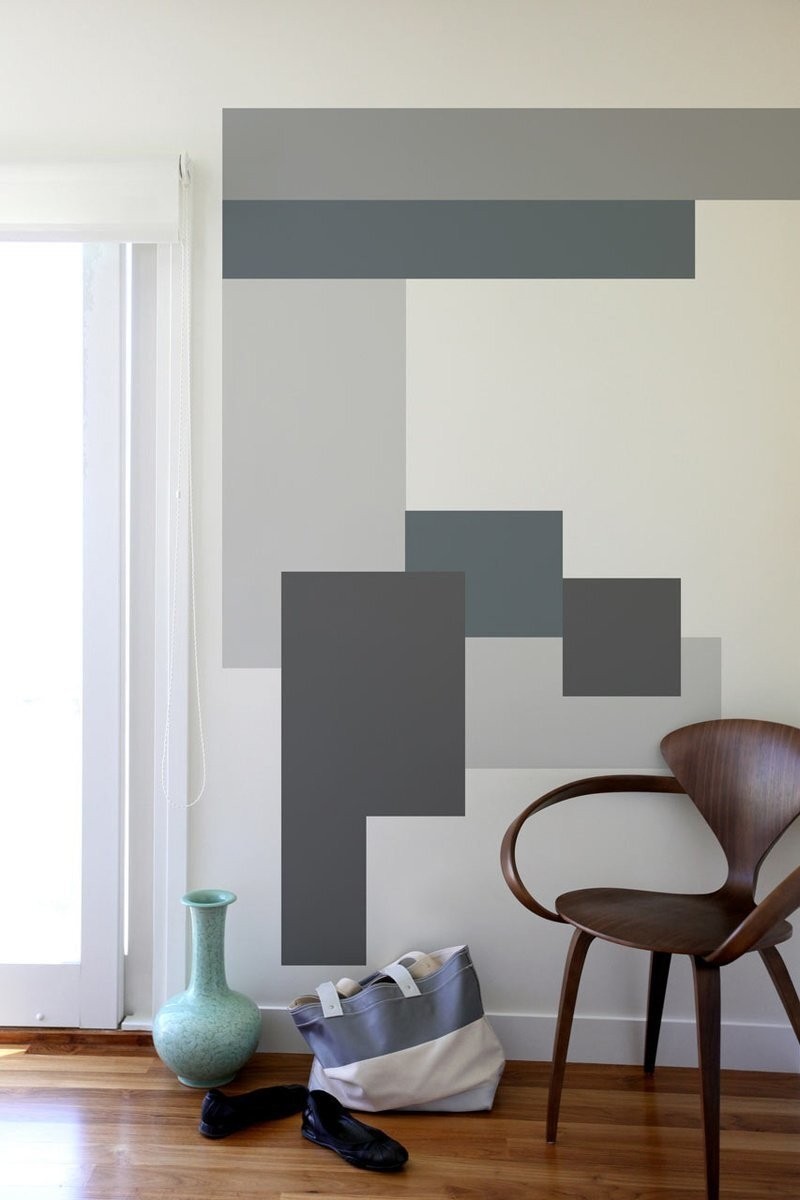 Geometric color blocking on walls